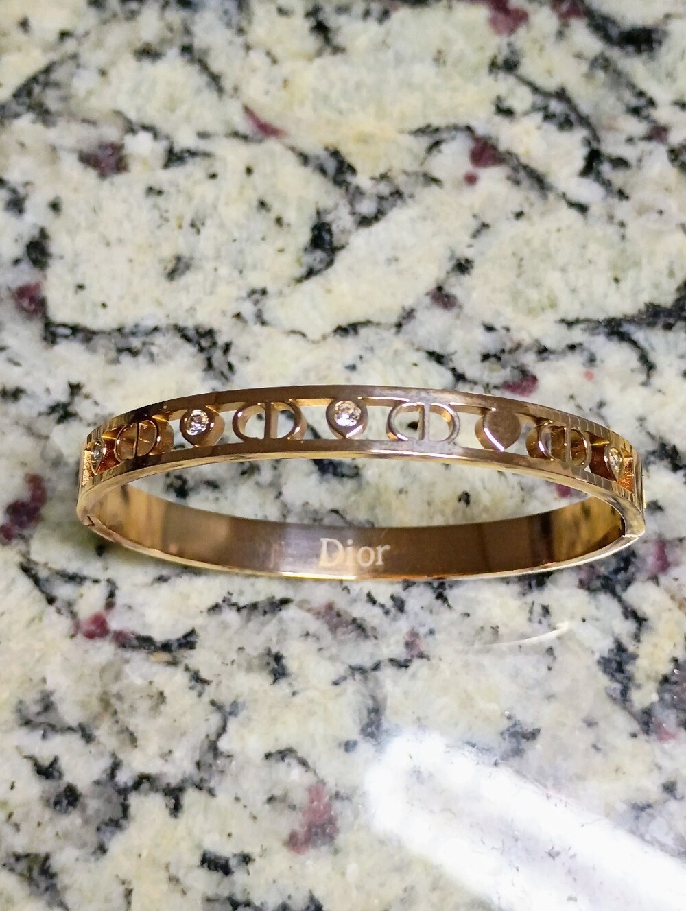 New Rose Gold Cutout Crystal Bangle Bracelet
